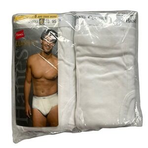 VTG 2005 Hanes Classic Briefs 6-Pack Sz 38 NOS Deadstock 100% Ring Spun Cotton